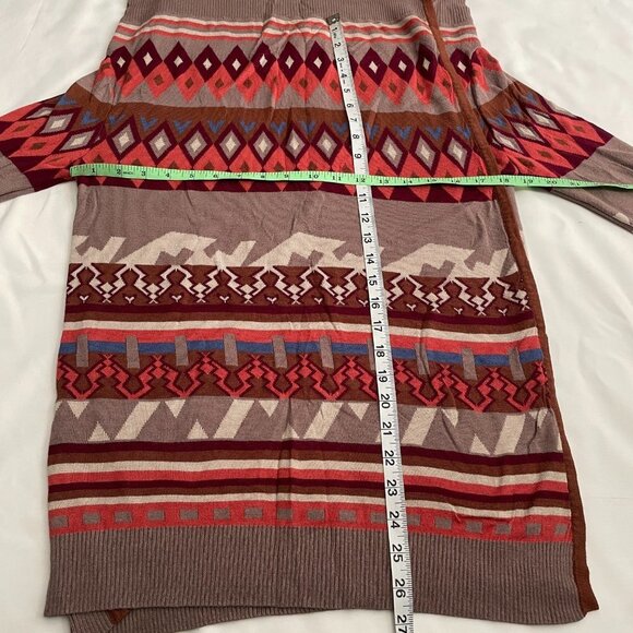 Sisters Sweater/Cardigans geometric Print Open Front Drape Red/Maroon size S/M - Picture 4 of 5